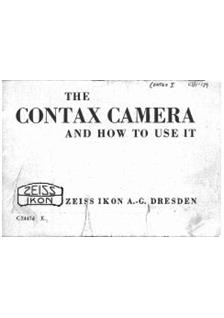 Zeiss Ikon Contax 1 manual. Camera Instructions.